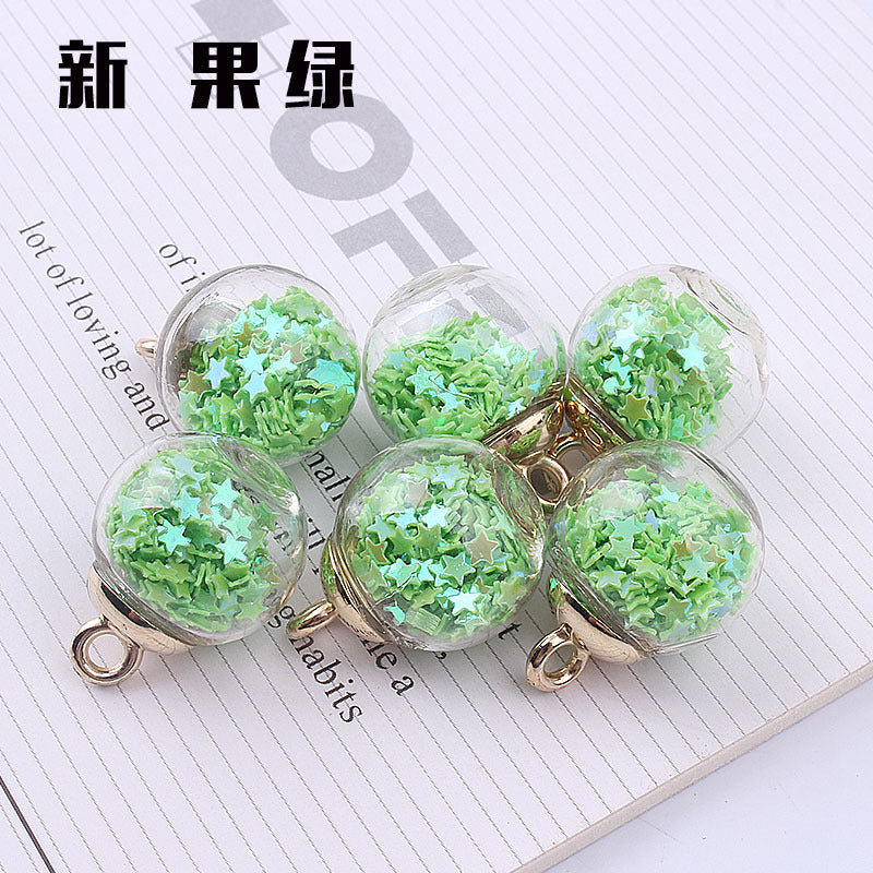Wholesale 10pcs Colored transparent star glitter crystal glass ball beads