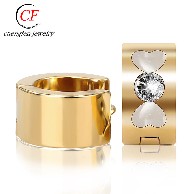 Wholesale Fashion Diamond Inlaid Titanium Steel Earrings