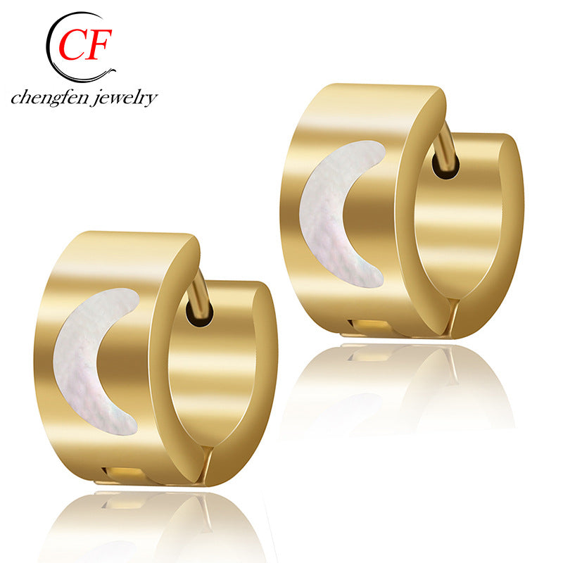 Wholesale Fashion Diamond Inlaid Titanium Steel Earrings