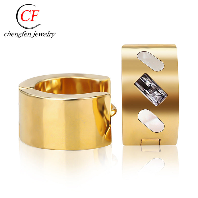 Wholesale Fashion Diamond Inlaid Titanium Steel Earrings