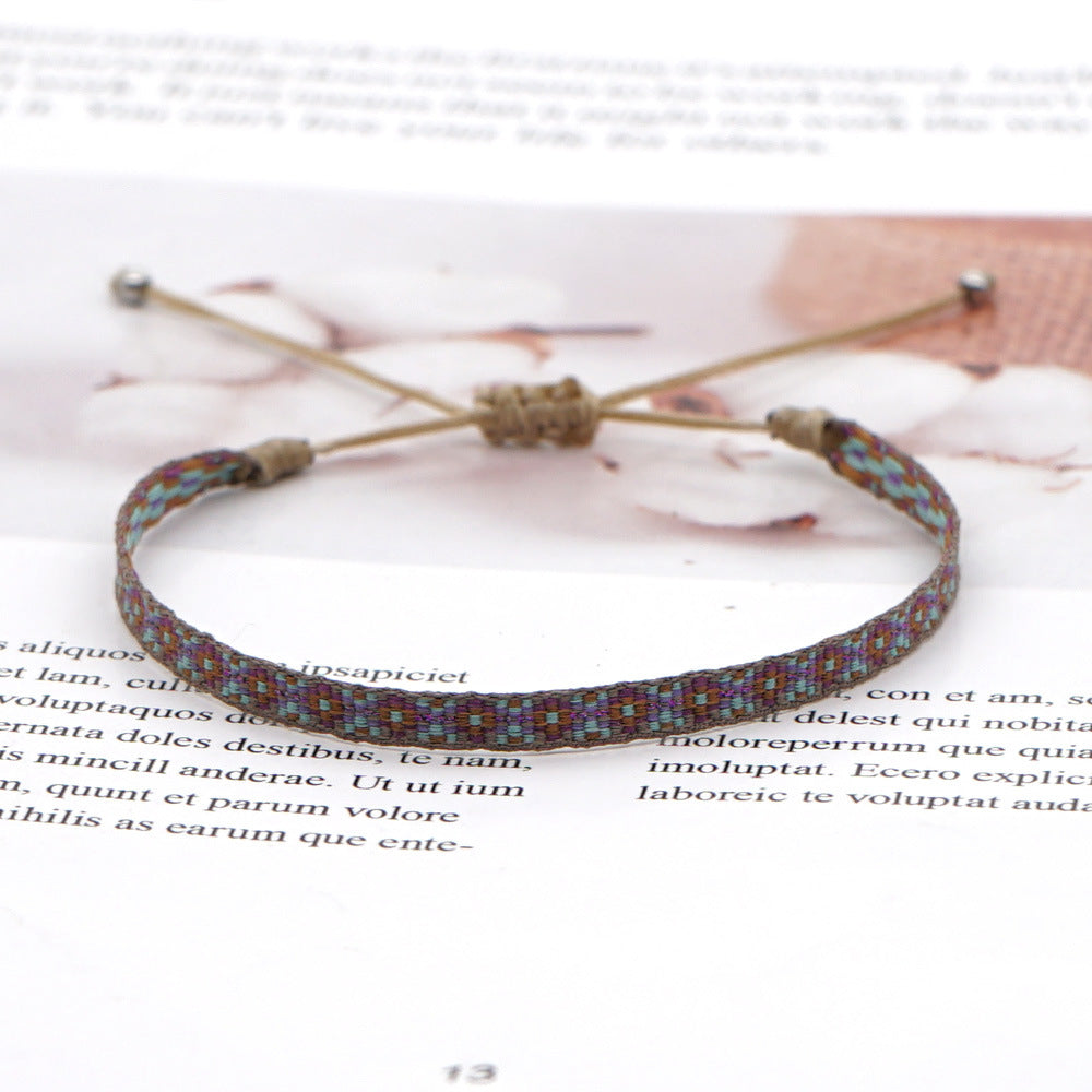 Wholesale Vintage Ethnic Webbing Faux Leather Bracelet