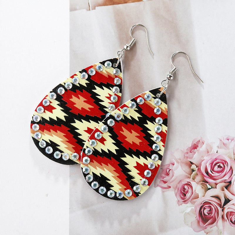 Wholesale Water Droplet Shaped Colored Grain Diamond Inlaid Leather