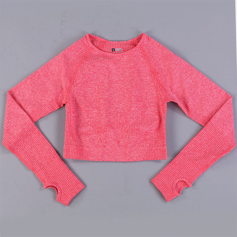 Wholesale Seamless Yoga Suit Little Short-sleeved Jacquard Sports Fitness Suit Quick-drying Seamless Yoga Suit