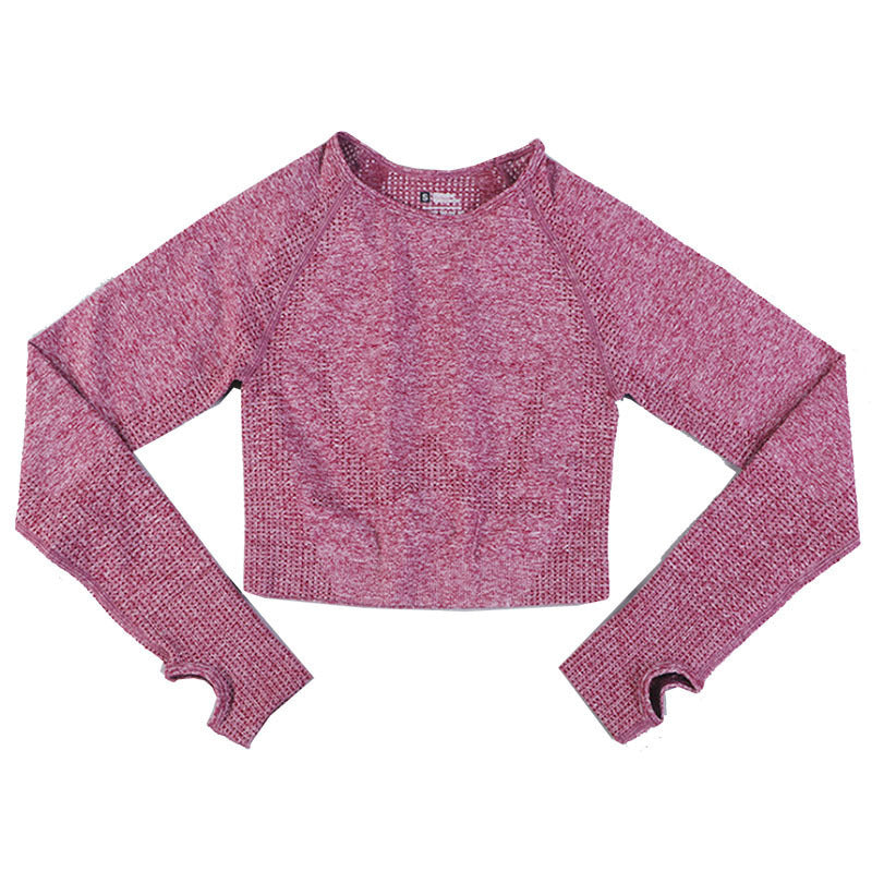 Wholesale Seamless Yoga Suit Little Short-sleeved Jacquard Sports Fitness Suit Quick-drying Seamless Yoga Suit