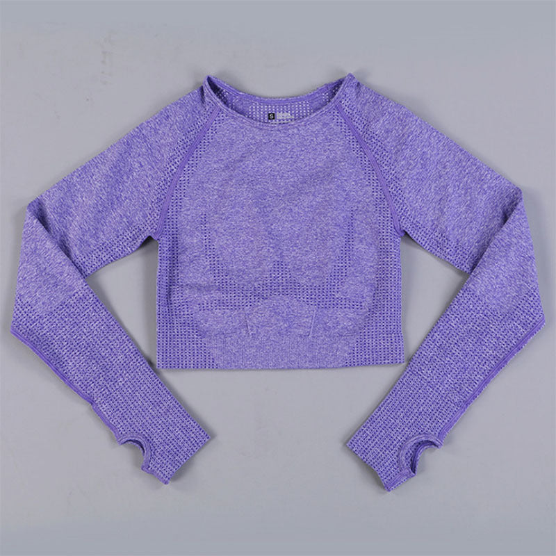 Wholesale Seamless Yoga Suit Little Short-sleeved Jacquard Sports Fitness Suit Quick-drying Seamless Yoga Suit