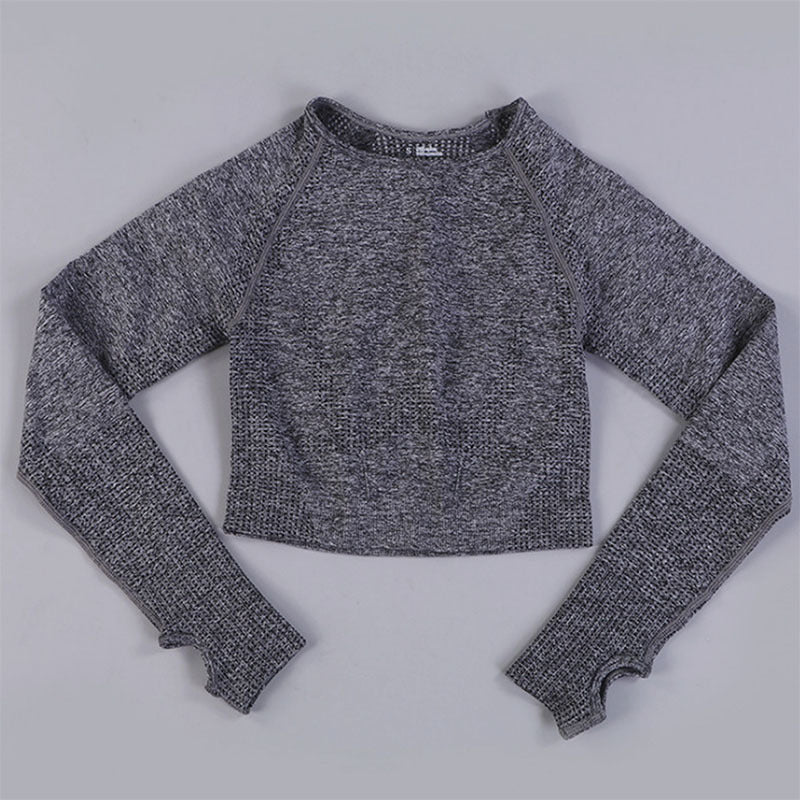 Wholesale Seamless Yoga Suit Little Short-sleeved Jacquard Sports Fitness Suit Quick-drying Seamless Yoga Suit