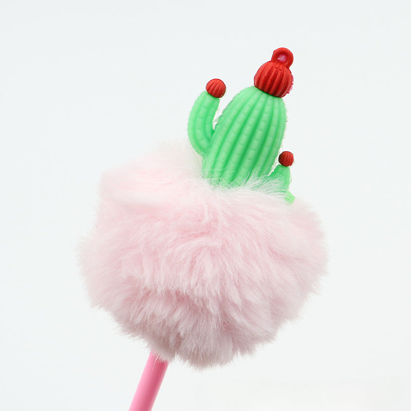 Wholesale Cactus Shaped Hair Ball Decompression Neutral PP Ballpoint Pen