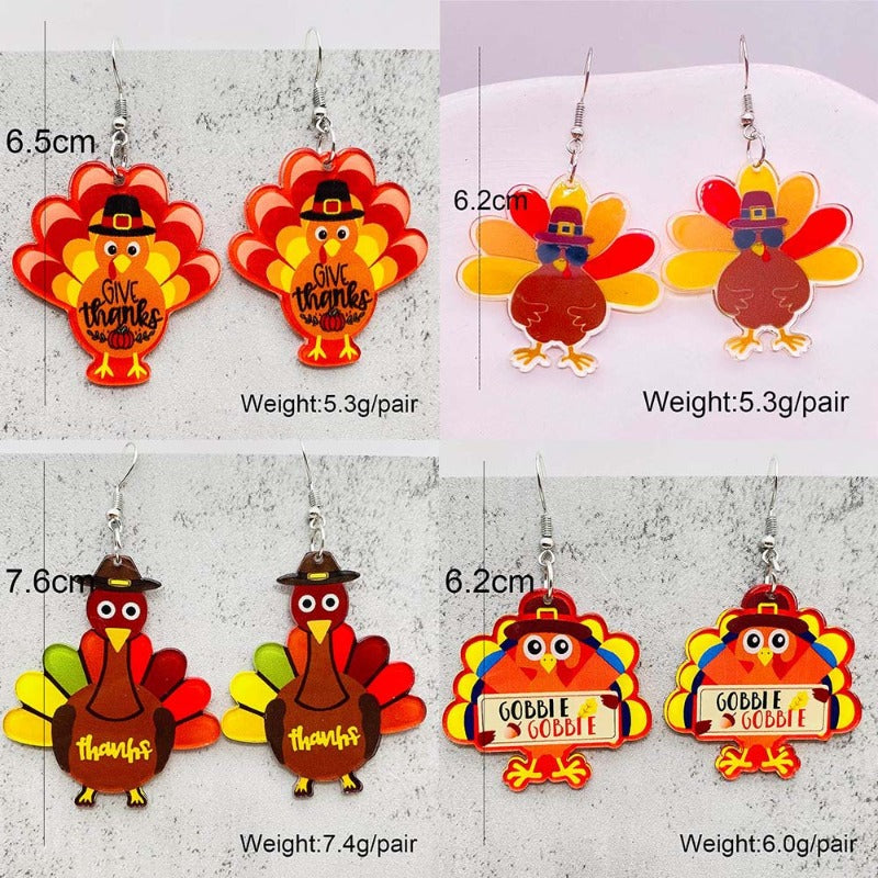 Wholesale Thanksgiving Turkey Acrylic Earrings