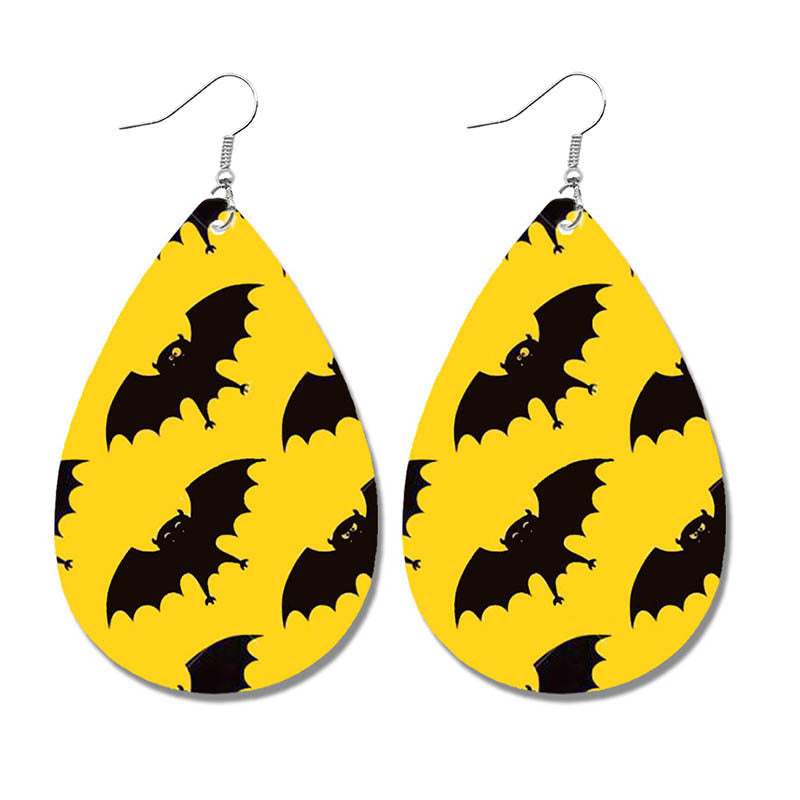 Wholesale  Halloween Bat Ghost Drop Shape Skull Leather Earrings