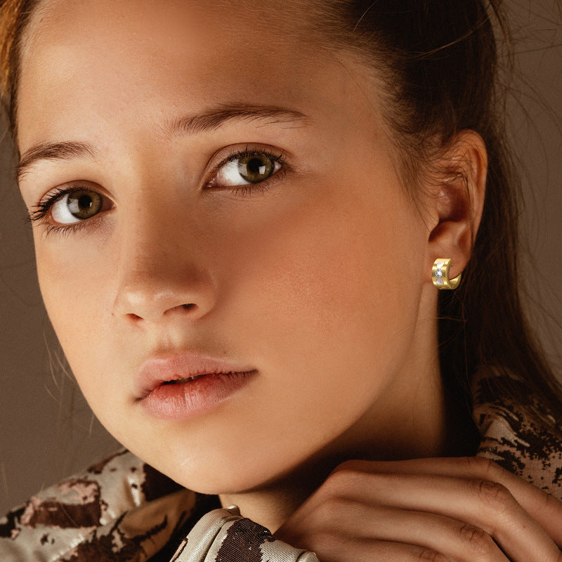 Wholesale Fashion Diamond Inlaid Titanium Steel Earrings