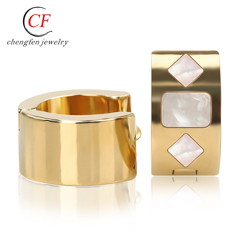 Wholesale Fashion Diamond Inlaid Titanium Steel Earrings