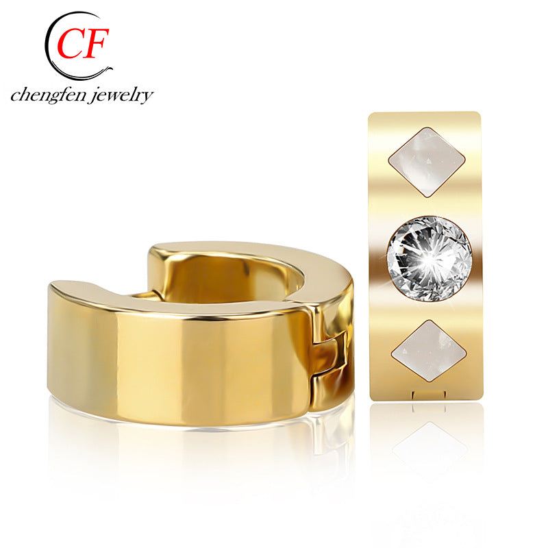 Wholesale Fashion Diamond Inlaid Titanium Steel Earrings