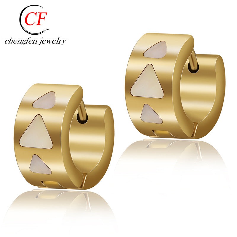 Wholesale Fashion Diamond Inlaid Titanium Steel Earrings