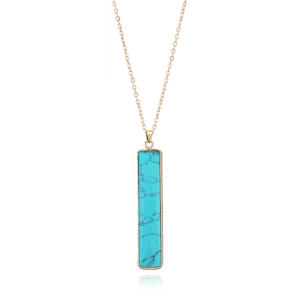 Wholesale square gemstone pendant  natural stone necklace