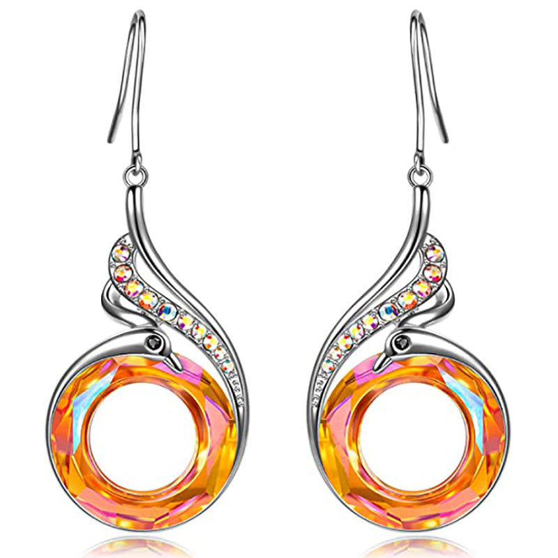 Wholesale Colorful crystal phoenix earrings