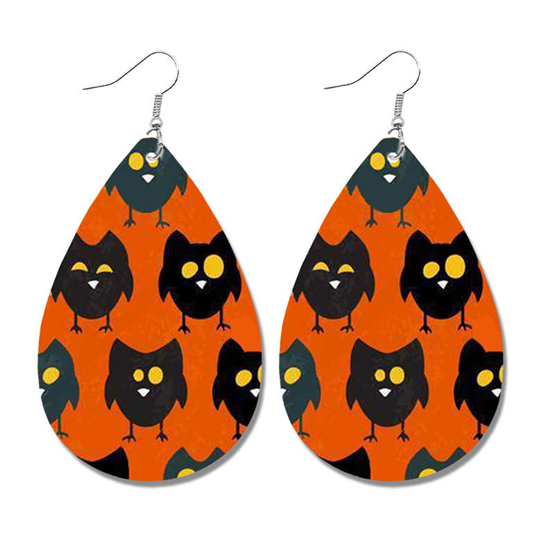 Wholesale  Halloween Bat Ghost Drop Shape Skull Leather Earrings