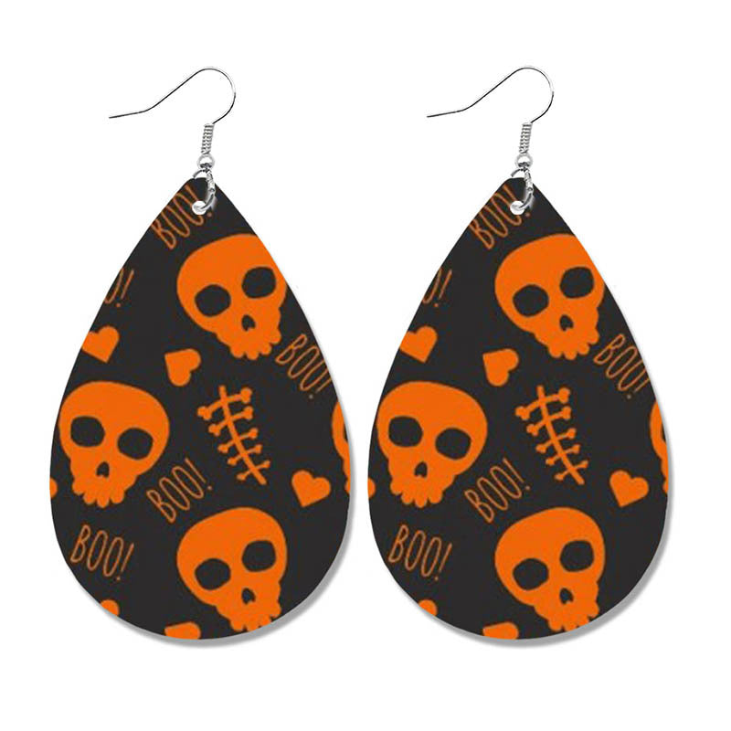 Wholesale  Halloween Bat Ghost Drop Shape Skull Leather Earrings