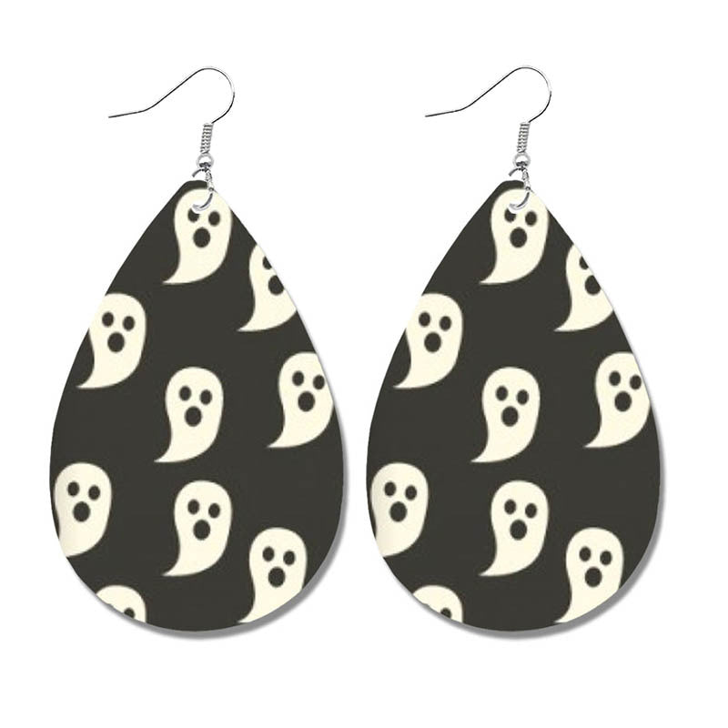Wholesale  Halloween Bat Ghost Drop Shape Skull Leather Earrings