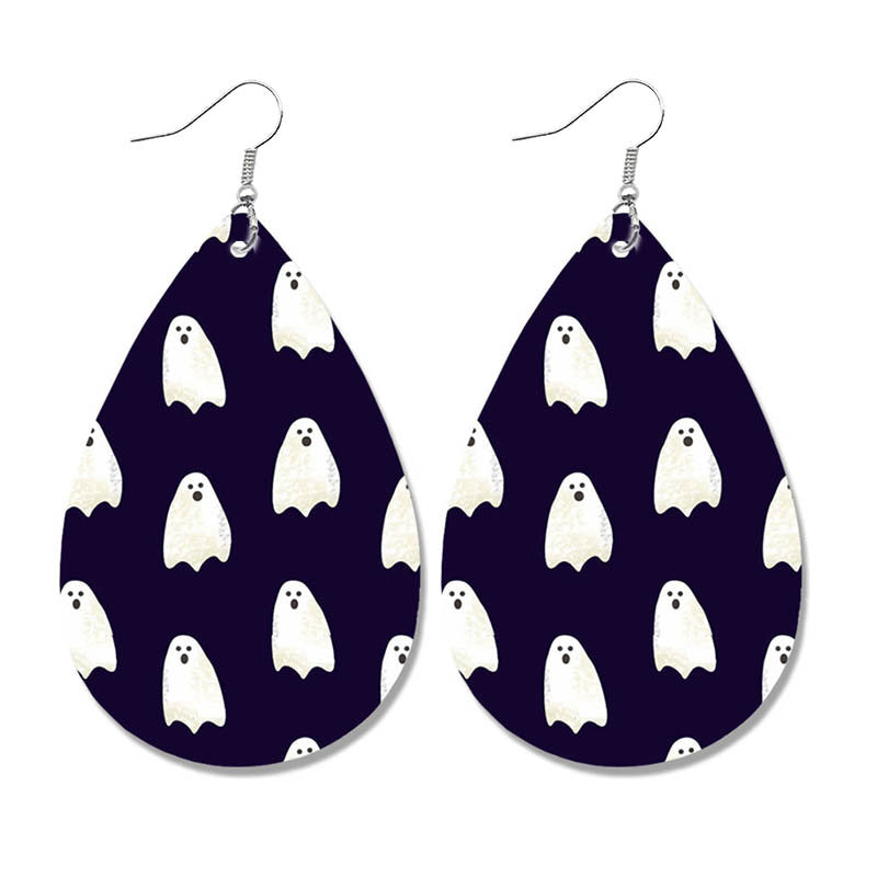 Wholesale  Halloween Bat Ghost Drop Shape Skull Leather Earrings