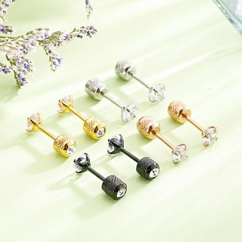 Wholesale Round Zircon Fine Needle Earring