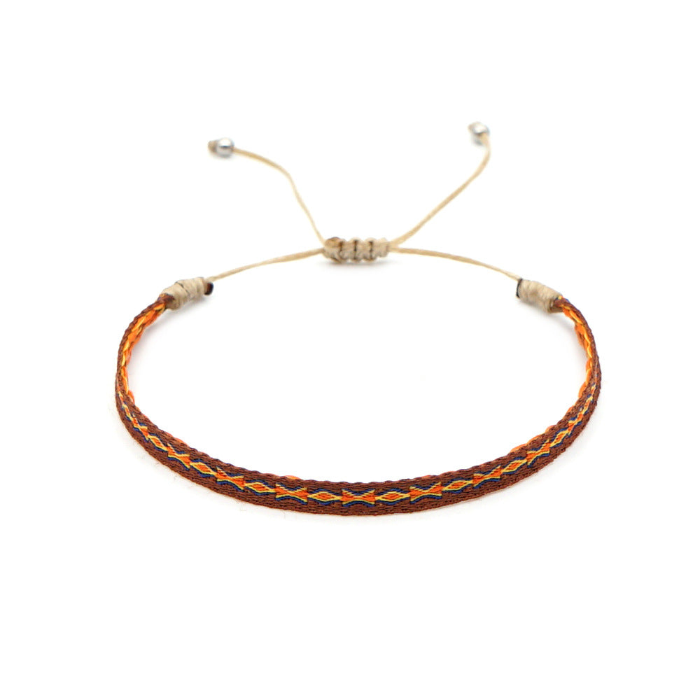 Wholesale Vintage Ethnic Webbing Faux Leather Bracelet