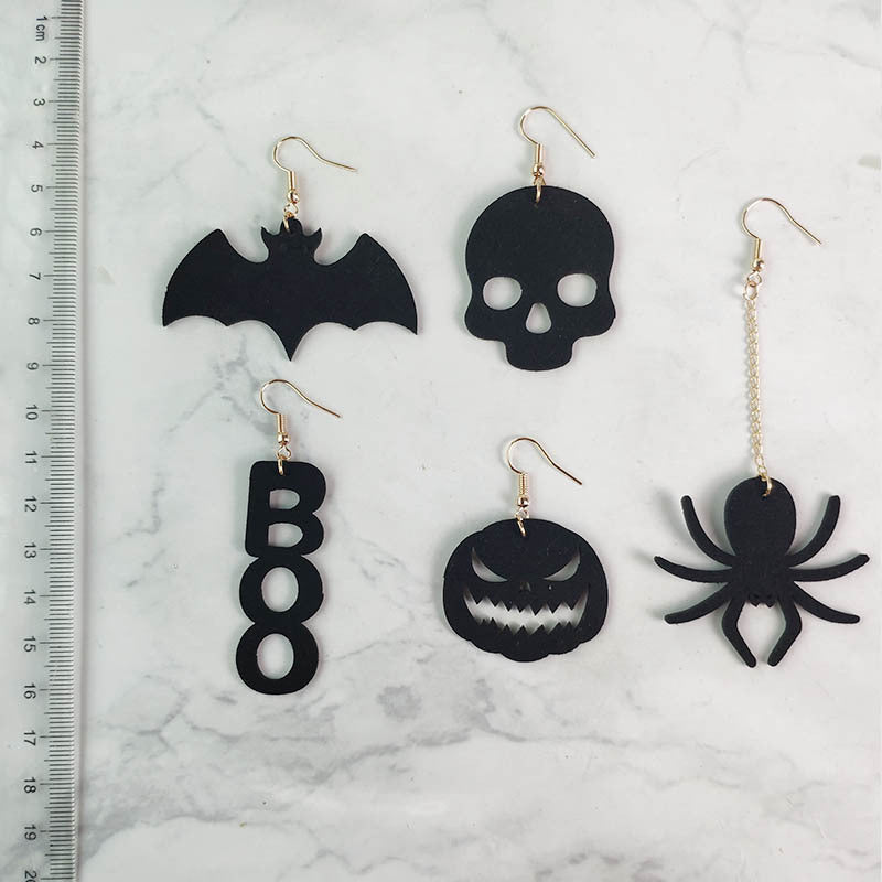 Wholesale 2 Pair/Pack Halloween Skull Spider Earrings