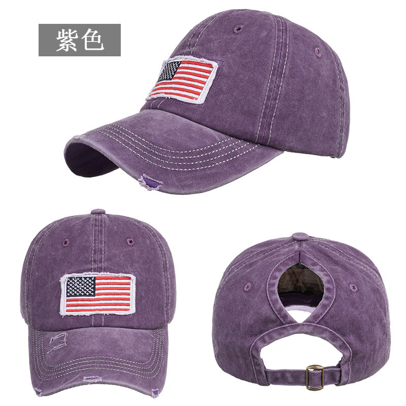 Wholesale Washed distressed ponytail baseball cap
