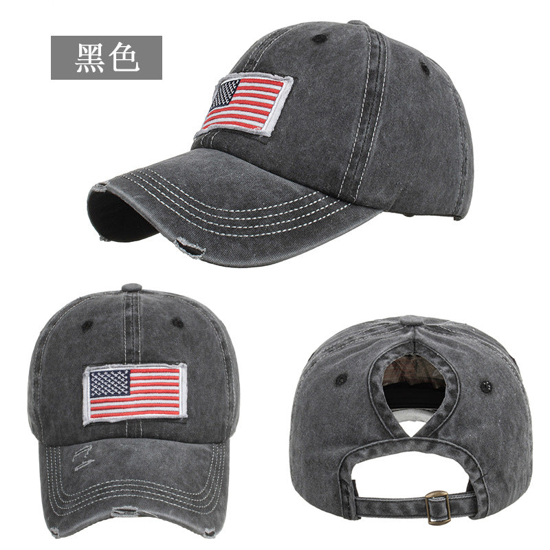 Wholesale Washed distressed ponytail baseball cap