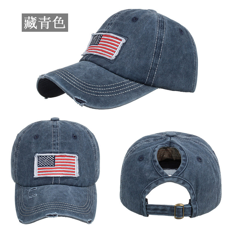 Wholesale Washed distressed ponytail baseball cap