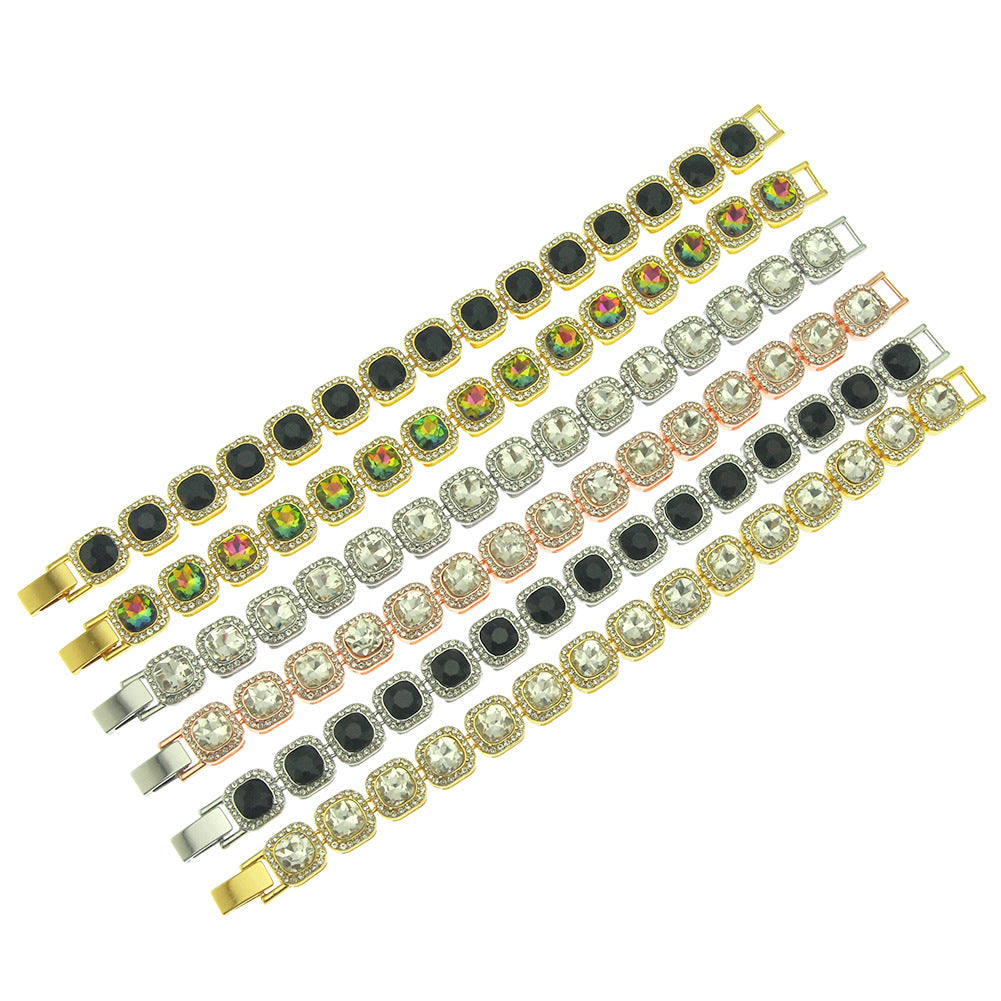 Wholesale Square Round Diamond Alloy Bracelet