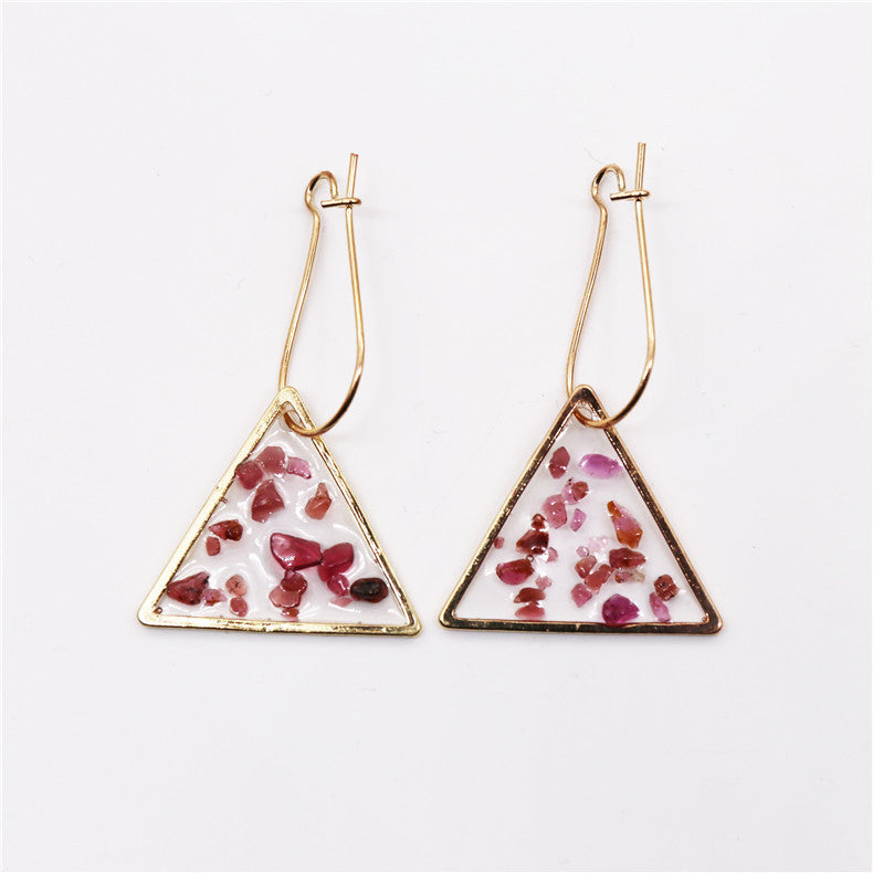 Wholesale 5pcs Yellow Glass Simple Fashion Colorful Gravel Earrings