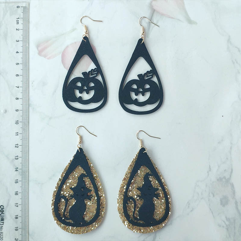 Wholesale 3 Pair/Pack Halloween Pumpkin Ghost Witch Velvet Earrings