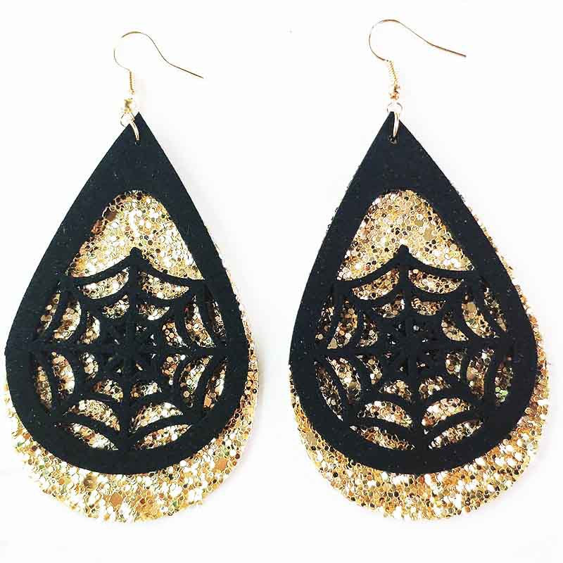 Wholesale 3 Pair/Pack Halloween Kitten Korean Velvet Spider Web Earrings