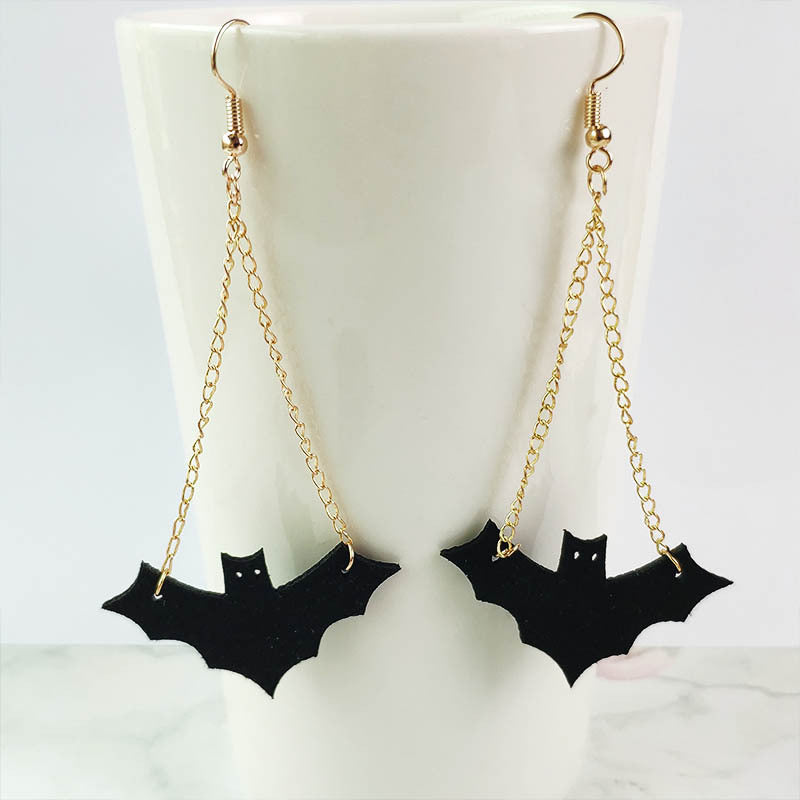 Wholesale 3 Pair/Pack Halloween Hollow Bat Velvet Earrings