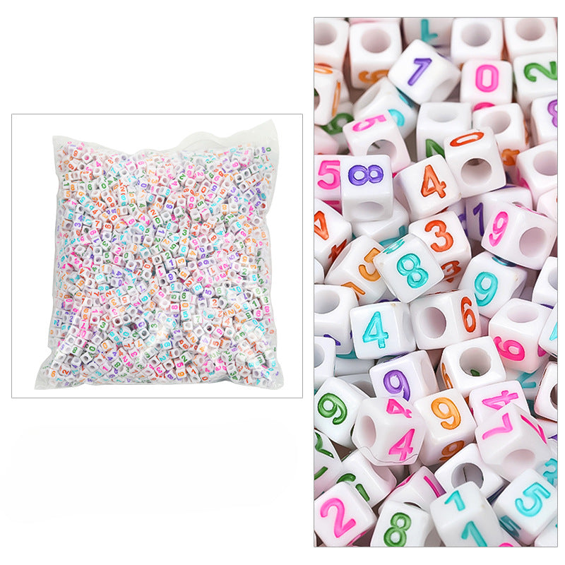 Wholesale 6mm 3100PCS/PACK Acrylic Letter Colored Square Loose Beads
