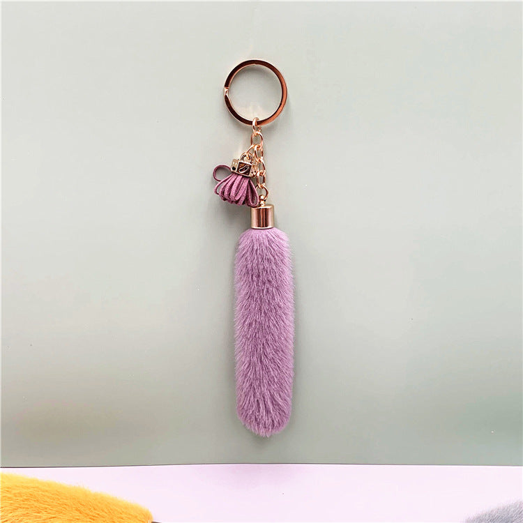 Wholesale Creative tassel keychain cute bag cartoon plush pendant car keychain