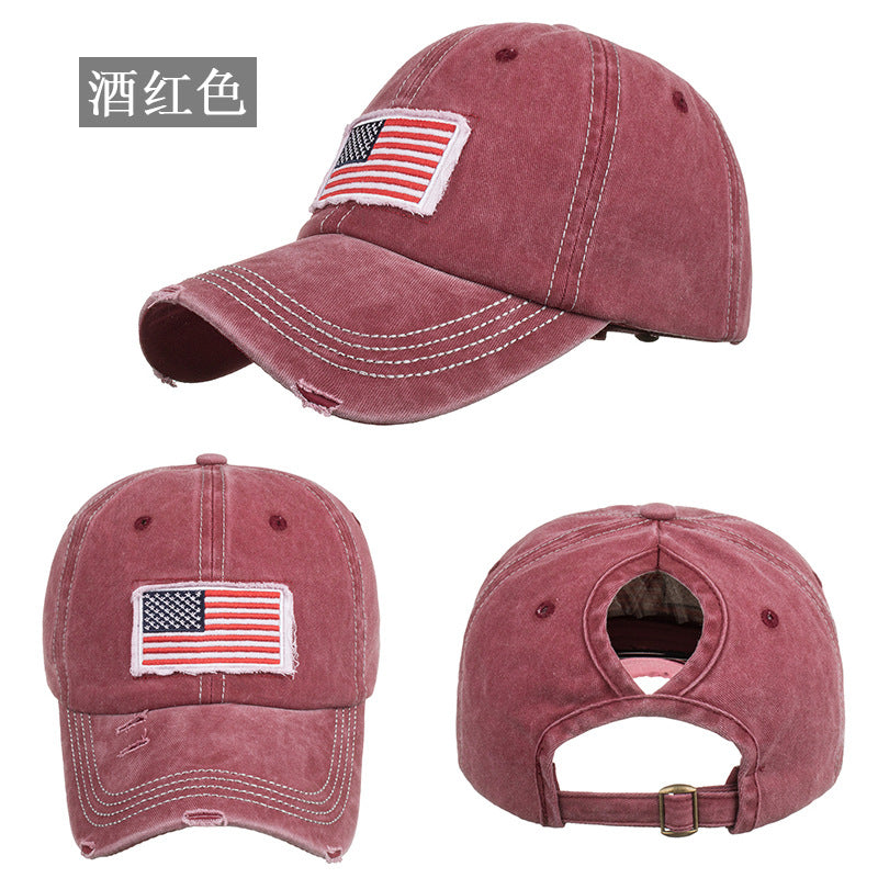 Wholesale Washed distressed ponytail baseball cap