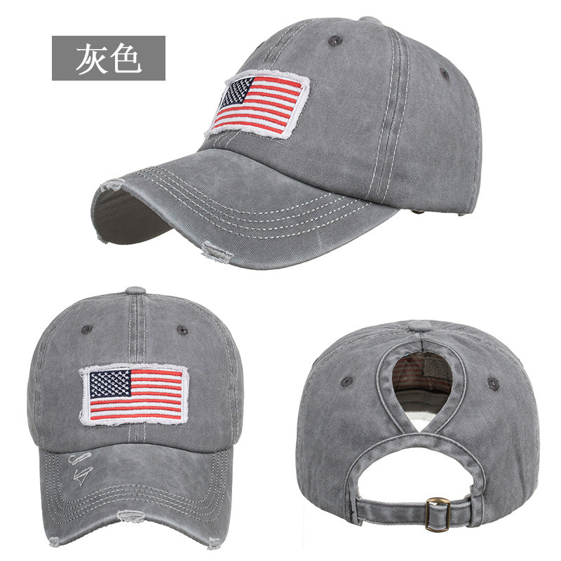 Wholesale Washed distressed ponytail baseball cap