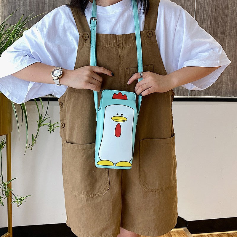 Wholesale Penguin Cow PU Printed Magnetic Buckle Crossbody Change Mobile Bag