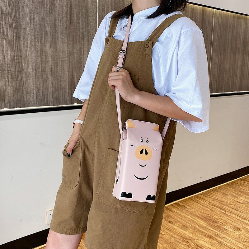 Wholesale Penguin Cow PU Printed Magnetic Buckle Crossbody Change Mobile Bag