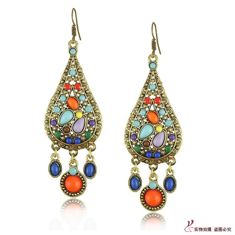 Wholesale colorful water drop tassel earrings
