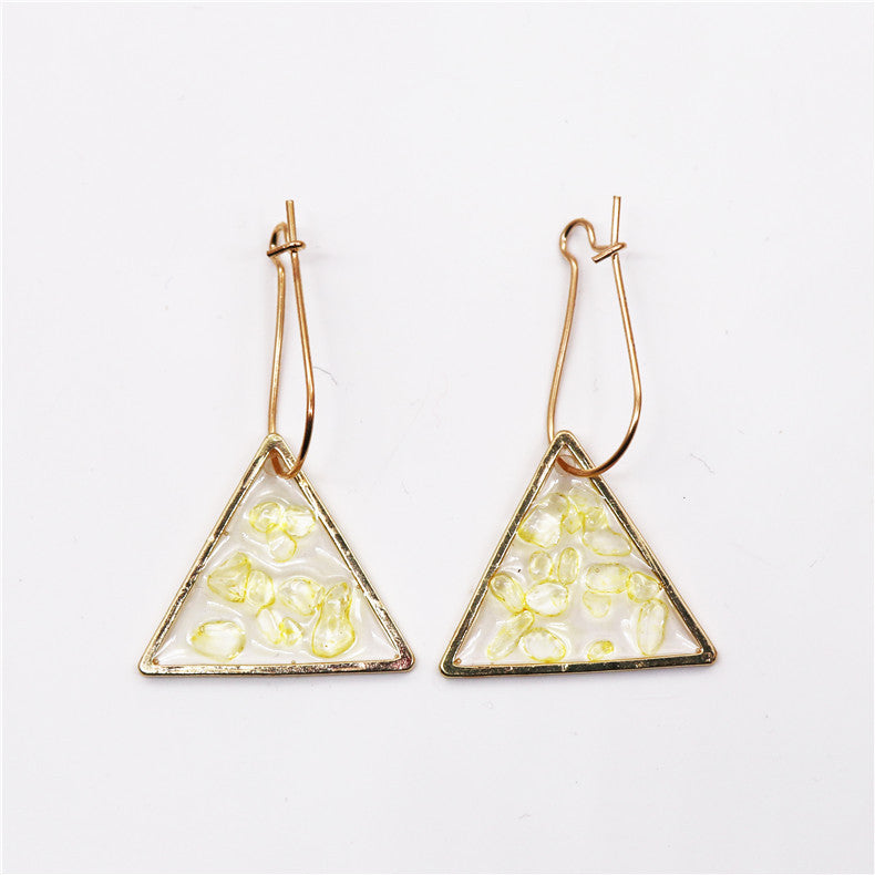 Wholesale 5pcs Yellow Glass Simple Fashion Colorful Gravel Earrings