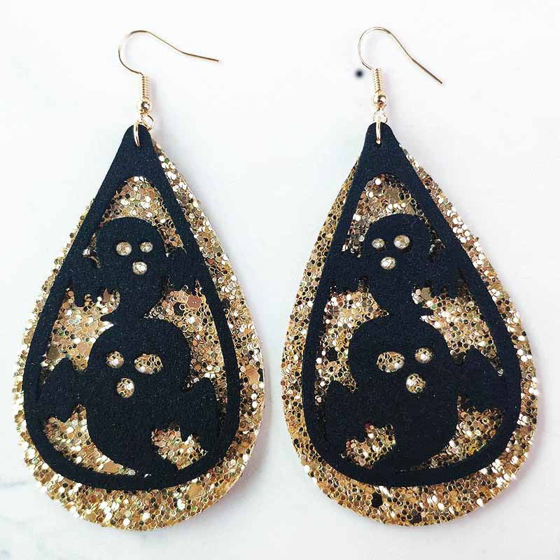 Wholesale 3 Pair/Pack Halloween Pumpkin Ghost Witch Velvet Earrings