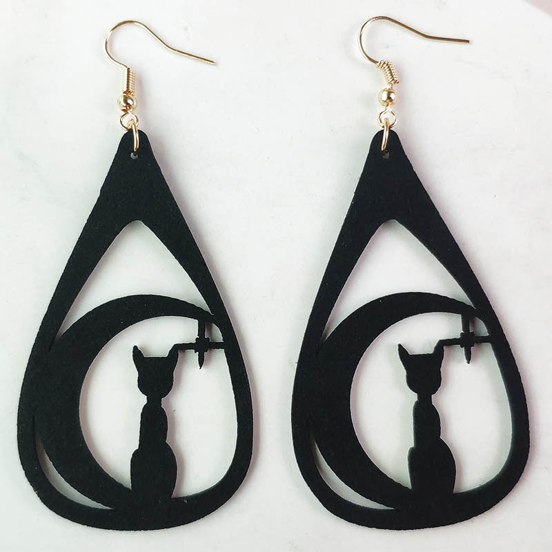 Wholesale 3 Pair/Pack Halloween Kitten Korean Velvet Spider Web Earrings