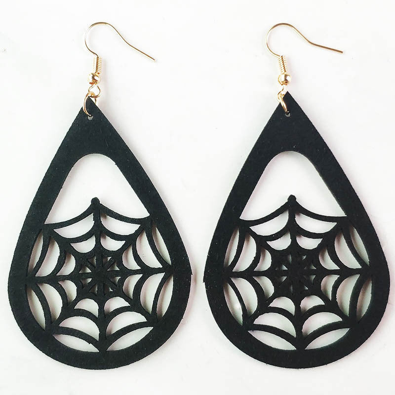 Wholesale 3 Pair/Pack Halloween Kitten Korean Velvet Spider Web Earrings