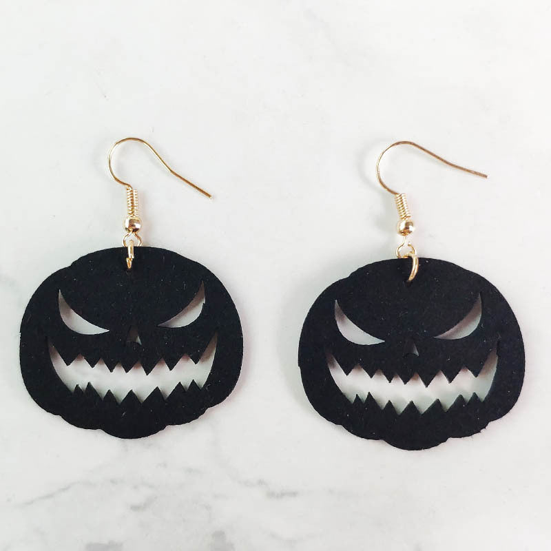 Wholesale 3 Pair/Pack Pumpkin Black Spider Halloween Earrings