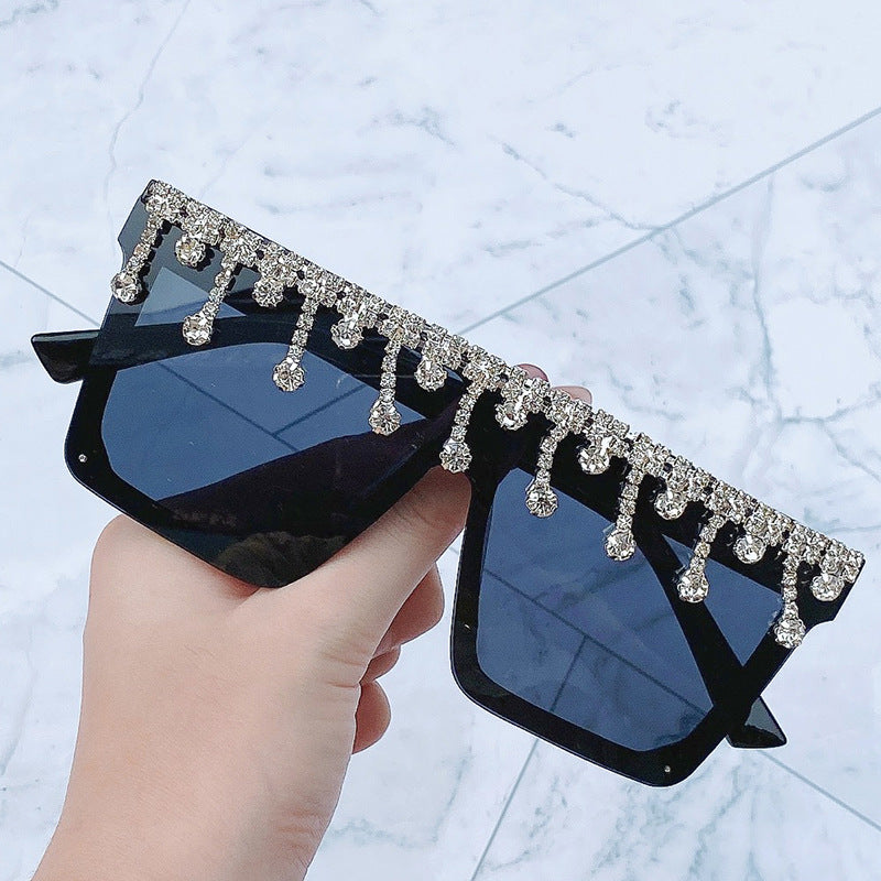 Wholesale Diamond-studded Square Frame Large Frame Sunglasses