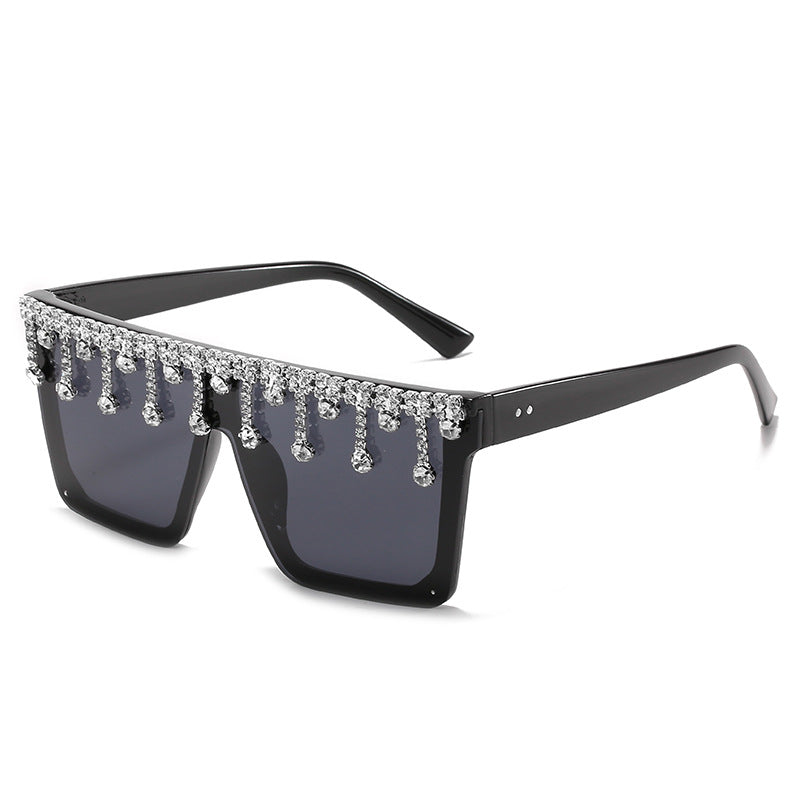 Wholesale Diamond-studded Square Frame Large Frame Sunglasses