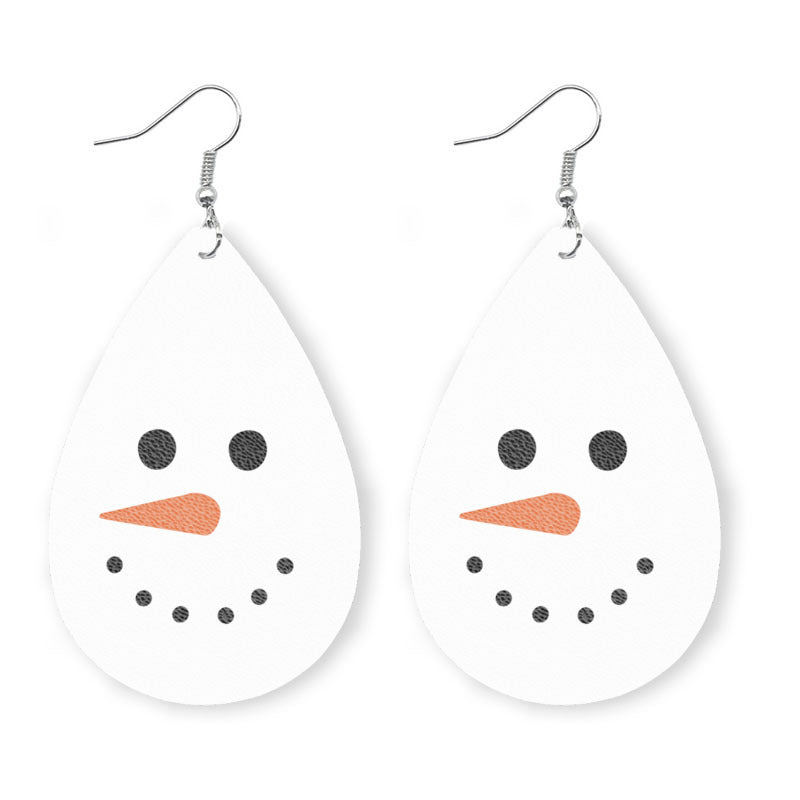 Wholesale 2 Pair/Pack Christmas Elk Snowman Skin Earrings Are Popular Snowflake Earrings