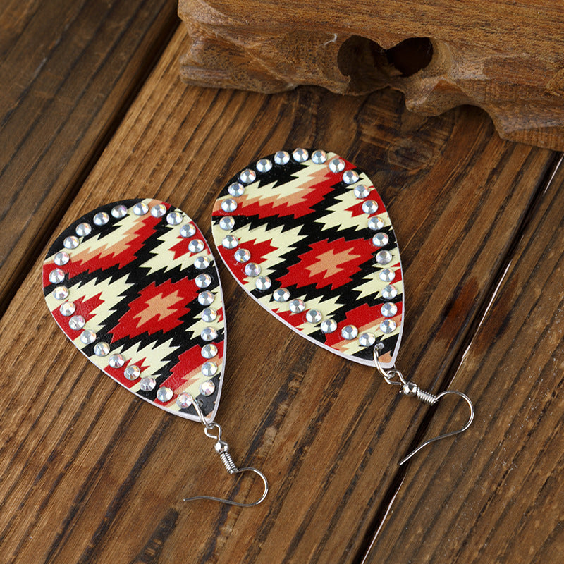 Wholesale Water Droplet Shaped Colored Grain Diamond Inlaid Leather